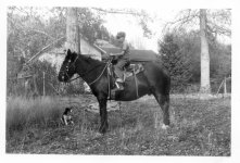 Dwight Williamson on Elmer Keith's horse (8-9 years old - Mid 1940's).jpg