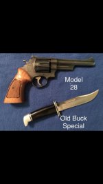 357 Mag SW Model 28 Highway Patrolman and Old Buck Knife.jpg