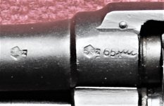 Victory -- German proof marks -- 'Nitro' + 65 for 1965 + the Ulm proof house's stag horn.JPG