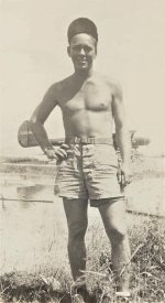 Walter Gilbert Rabensburg Age 24-25 Years World War II Airplane Mechanic Plane In Background cc .jpg