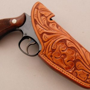 Combat Masterpiece with S.D. Myres Threepersons holster with hammer protector