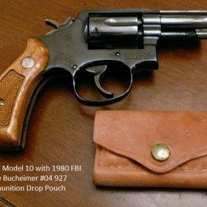 S&W Model 10, 2.5 inch with 1980 FBI issue ammo drop pouch