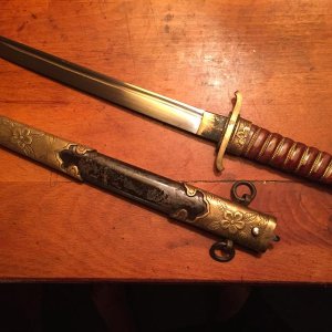 Early Pre-1935 Japanese Naval Officer's Dagger/Dirk/Tanto - Steel/Brass/Iron/Wood - No Plastic or Aluminum - WWII Vet Bring Back - Twin Flag Marking