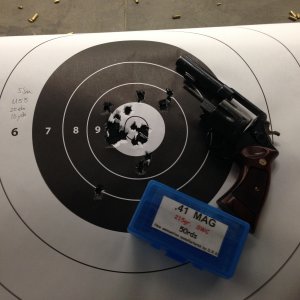 25 rounds @ 15 yards, single action, unsupported two-hand grip