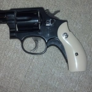Model 10 7 with new bonded ivory stocks and Pachmayr T type
