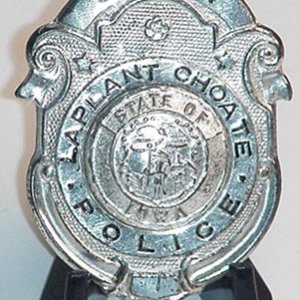 LaPlante Choate factory, Cedar Rapids, Iowa, police badge prior to 1951. La Plante Choate was purchased by Allis Chalmers.