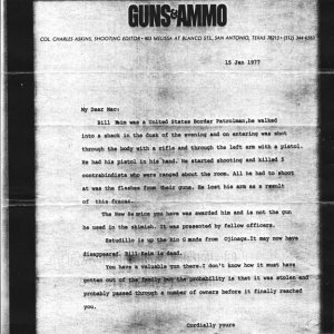 Charlie Askins response, detailing why Bill Kiem was awarded this gun.