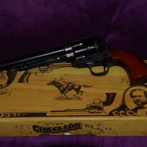 Cimarron "Custer" Model.  Marked I Co. 7th Cavalry on the butt.  Has the correct patent dates, inspector's marks and Orville W Ainsworth's cartouche o