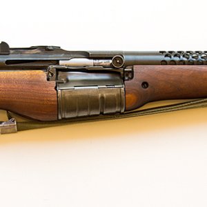 The Model of 1941 Johnson rifle, the invention of Marine Corps captain Melvin Johnson, saw limited use by the U.S. Marines in WWII.  This recoil-opera