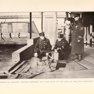 M1895 Colt "Potato Digger" guarding the approach to one of NYC's bridges during WW1. These guns were in inventory until destroyed at sea in 1940. Phot