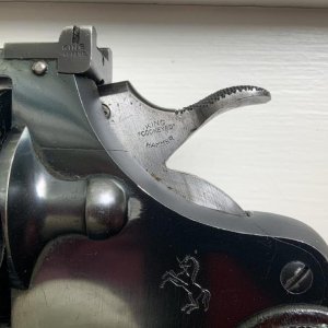 Colt Shooting Master 357 Cockeyed hammer (side)