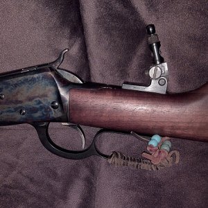 Navy Arms   Rossi   M92   close up of Smith Enterprises peep sight