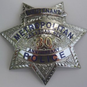 Las Vegas Metro 30th anniversary Lieutenant badge. Crafted by Sun Badge Co.