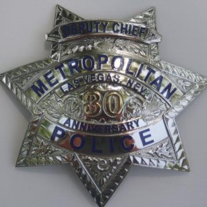 Las Vegas metro 30th anniversary Deputy Chief badge. Crafted by Sun Badge Co.