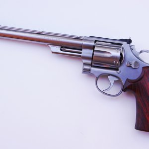 This 629-1 .44 magnum with an 8 3/8" barrel shipped in August 1988  is one of 4,810 made in 1988 and 1989 that were slotted on the barrel for scope mo