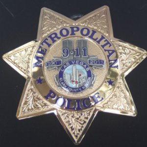 Las Vegas Metropolitan Police badge in remembrance of 9/11. Crafted by Sun Badge Co.
