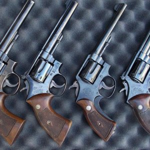 K-22, Model 48, 1905 4th, Model 14-3. They fit nicely in one case and we all go to the range together.